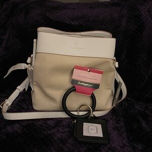 Nanette Lepore Natural/White 3 Sections,Black Cardholder Hands Free Bracelet NWT